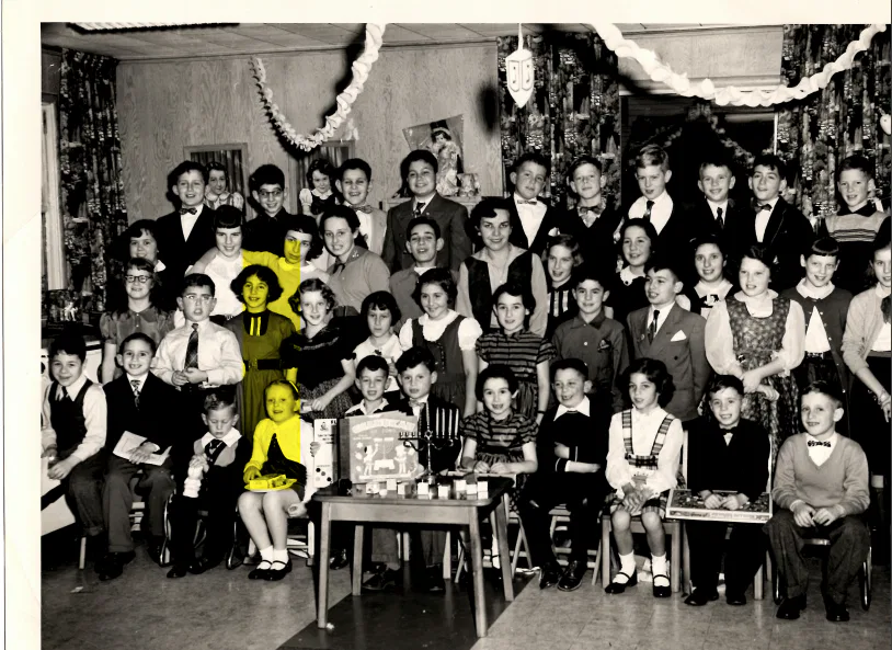 January 1954 Hebrew School Party Zyporah Jacobs (?) Teacher in Pascals's Play room