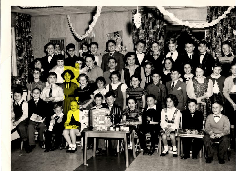 January 1954 Hebrew School Party Zyporah Jacobs (?) Teacher in Pascals's Play room